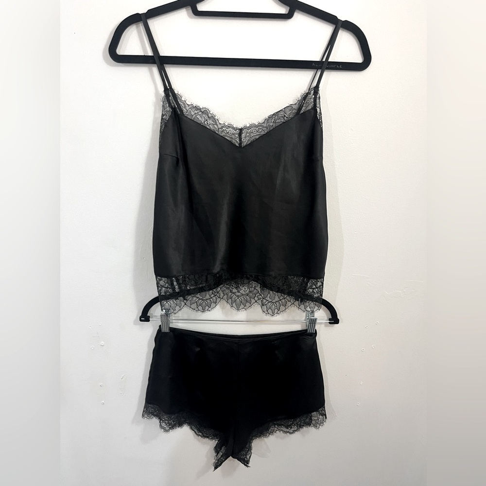 Victoria’s Secret Women’s Black Lace Camisole Shorts Set Feminine Lingerie Small